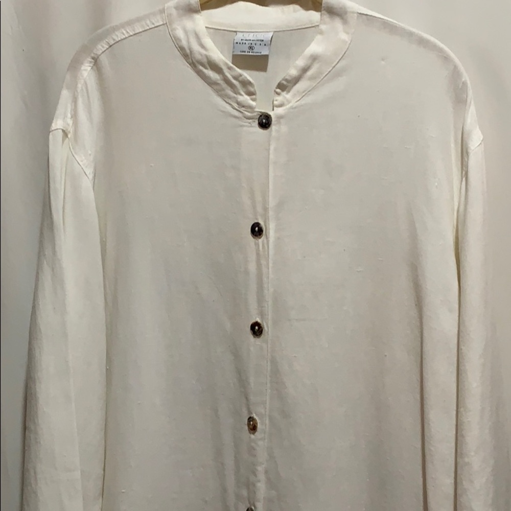 CLICK(COLOR ME COTTON) WHITE LINEN TUNIC SZ XL